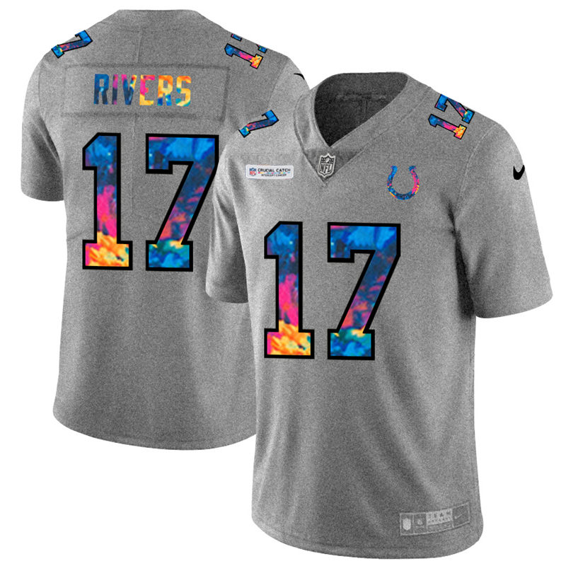 NFL Indianapolis Colts #17 Philip Rivers Men Nike MultiColor 2020  Crucial Catch  Jersey Grey